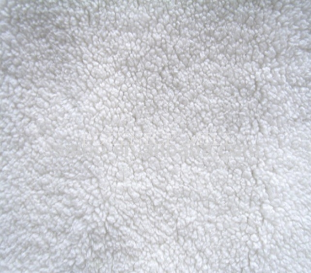150D/288F WHITE COLOR SHERPA FABRIC FUX FOR HAT & LINING & PET BEDDING